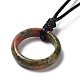 Collar con colgante de anillo de piedras naturales mixtas con cordones encerados NJEW-R262-01A-4