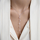 Rhodiniertes 925 Sterlingsilber mit klaren Zirkonia-Lariat-Halsketten für Damen AM0102-3