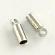 真鍮製コードエンドパーツ  エンドキャップ  カドミウムフリー＆鉛フリー  コラム  プラチナ  8x3mm  穴：1.5mm  2mm内径 KK-R001-08-P-1