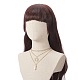 3Pcs 3 Style Natural Rose Quartz Bullet & Alloy Sun Pendant Necklaces Set with Brass Curb Chains for Women NJEW-JN04170-3