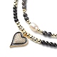 2Pcs 2 Style Alloy Enamel Heart Pendant Necklaces Set NJEW-JN04063-4