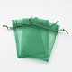 レクタングルオーガンジーバッグ巾着袋  リボン付き  グリーン  12.7x7.6cm X-OP-ZX023-09-1