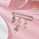 Natural & Synthetic Mixed Gemstone Heart & Butterfly & Tree Charms Safety Pin Brooch JEWB-BR00100-4