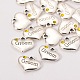 Wedding Theme Antique Silver Tone Tibetan Style Alloy Heart with Groom Rhinestone Charms X-TIBEP-N005-20C-2