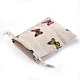 ポリコットン（ポリエステルコットン）パッキングポーチ巾着袋  印刷された蝶と  カラフル  13.1~14.5x9.5~10cm ABAG-S004-02B-10x14-3