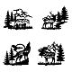 MDF木製ウォールアートデコレーション  ホームハンギングオーナメント  熊と鹿と狼  アニマル柄  300~320x230~260mm  4個/セット HJEW-WH0049-030-1