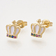 Brass Cubic Zirconia Stud Earrings EJEW-S201-170D-1