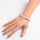 Heart Glass Pearl Round Beaded Stretch Wedding Charm Bracelets BJEW-JB01926-02-4