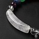 Natural Quartz Crystal & Mixed Gemstone Beaded Stretch Bracelet with Heart Charm for Women BJEW-K164-B25-5