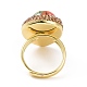 Lágrima de murano ajustable con anillo de flor con pedrería RJEW-A011-07G-4