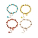 Bracelet extensible en perles de verre rondes avec breloque papillon en alliage pour femme BJEW-JB08232-1