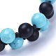 Bracelets de perles tressées en turquoise synthétique et agate noire naturelle BJEW-JB04224-03-2