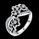 女性のための花のスズ合金チェコラインストーンパーティー指輪  エナメル  プラチナ  サイズ7  17.3mm RJEW-BB15380-7P-2