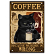 Creatcabin Plaque en métal humoristique en forme de chat noir - Décoration artistique vintage pour café AJEW-WH0157-550-1