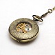 Steampunk Jewelry Hollow Alloy Flat Round Pendant Mechanical Pocket Watches WACH-M035-05AB-4