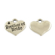 Tibetan Alloy Heart Carved Word Brother of Bride Wedding Family Charms Rhinestone Settings X-TIBEP-GC214-AS-NR-1