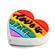 Stolzes Herz mit dem Wort „Liebe ist Liebe“ aus Silikon-Fokalperlen SIL-H005-03-2