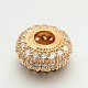 Brass Micro Pave Cubic Zirconia Large Hole European Beads ZIRC-M040-09RG-RS-1