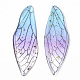 透明なエポキシ樹脂の大きなペンダント  金箔  昆虫の羽  ライトスカイブルー  51x16.5x1~2.5mm  穴：1.2mm X-RESI-T046-01D-2