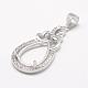 925 Sterling Silver Pendant Claw Cabochon Settings STER-K034-15-1