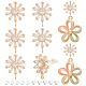 BENECREAT 8Pcs Real 18K Gold Plated Snowflake Shape Brass Cubic Zirconia Post Stud Earrings with 925 Silver Pin KK-BC0011-13-1