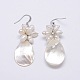 Natural Pearl Shell Drop Dangle Earrings EJEW-E144-01D-1