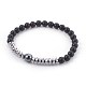 Bracelets extensibles en perles d'agate noire naturelle (teintes) BJEW-JB04011-1