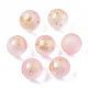 Transparent Spray Painted Frosted Glass Beads GLAA-N035-05A-04-1