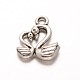 Tibetan Style Alloy Two Swan Charms PALLOY-ZN49977-AS-RS-1