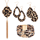Anattasoul boucles d'oreilles pendantes en forme de larme à imprimé léopard et bracelet multi-rangs et collier à pendentif pampille AJEW-AN0007-08-1