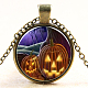 Halloween Picture Glass Pendant Necklaces NJEW-D280-44AB-1