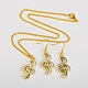 Alloy Rhinestone Treble Clef Golden Jewelry Sets: Earrings & Necklaces SJEW-JS00720-1
