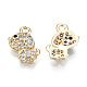 Brass Micro Pave Clear Cubic Zirconia Charms KK-T056-66G-NF-2