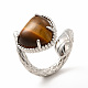 Coeur de pierres précieuses avec anneau de manchette ouvert serpent RJEW-P082-02P-3