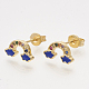 Brass Cubic Zirconia Stud Earrings EJEW-S201-169C-1