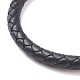 Braided Leather Cord Bracelet with Brass S-Hook Clasps for Men Women BJEW-JB07672-4
