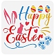 FINGERINSPIRE Happy Easter Stencil 30x30cm Reusable Easter Buuny and Egg Drawing Stencil Large Size Easter Day Decoration Stencil for Painting on Wall DIY-WH0383-0009-1