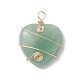 Natural Green Aventurine Copper Wire Wrapped Pendants PALLOY-JF02042-02-1