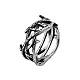 チタン鋼のいばらの冠の指輪  女性のためのイースターテーマの中空リング  アンティークシルバー  usサイズ7（17.3mm） EAER-PW0001-172B-1