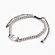 Bracelets de perles tressées avec intercalaires perles rondes lisses en 304 acier inoxydable BJEW-JB03834-01-1