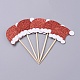 クリスマスの帽子の形クリスマスカップケーキケーキトッパーの装飾  パーティーのクリスマスデコレーション用品  レッド  79x36x3mm  5個/セット DIY-I032-19-1