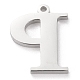 304つのステンレス鋼の手紙のペンダントラインストーンのセッティング  ステンレス鋼色  文字.p  P：15x12x1.5mm  穴：1.2mm  1.6mmのラインストーンに適する STAS-J028-01P-2