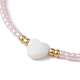 Bracelets de perles tressées en coquillage naturel et graines de verre en forme de cœur BJEW-JB09922-01-3