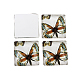 Mariposa impresa cabuchones cuadrados de vidrio GGLA-N001-10mm-C-3