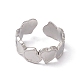 304 anello per polsino aperto a cuore in acciaio inossidabile da donna RJEW-C045-15P-2