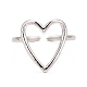 304 Stainless Steel Open Heart Cuff Ring for Women RJEW-C025-22P-3