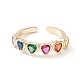 Красочное кольцо-манжета с сердцем из кубического циркония KK-D067-30G-RS-3