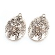 2PCS Antique Silver Flat Oval with Grizzly Bear Tibetan Style Alloy Pendants X-TIBEP-GC038-AS-RS-1