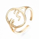Brass Abstract Face Open Cuff Ring RJEW-T001-87G-3