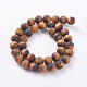 Natural Frosted Tiger Eye Round Bead Strands G-M064-12mm-02-2
